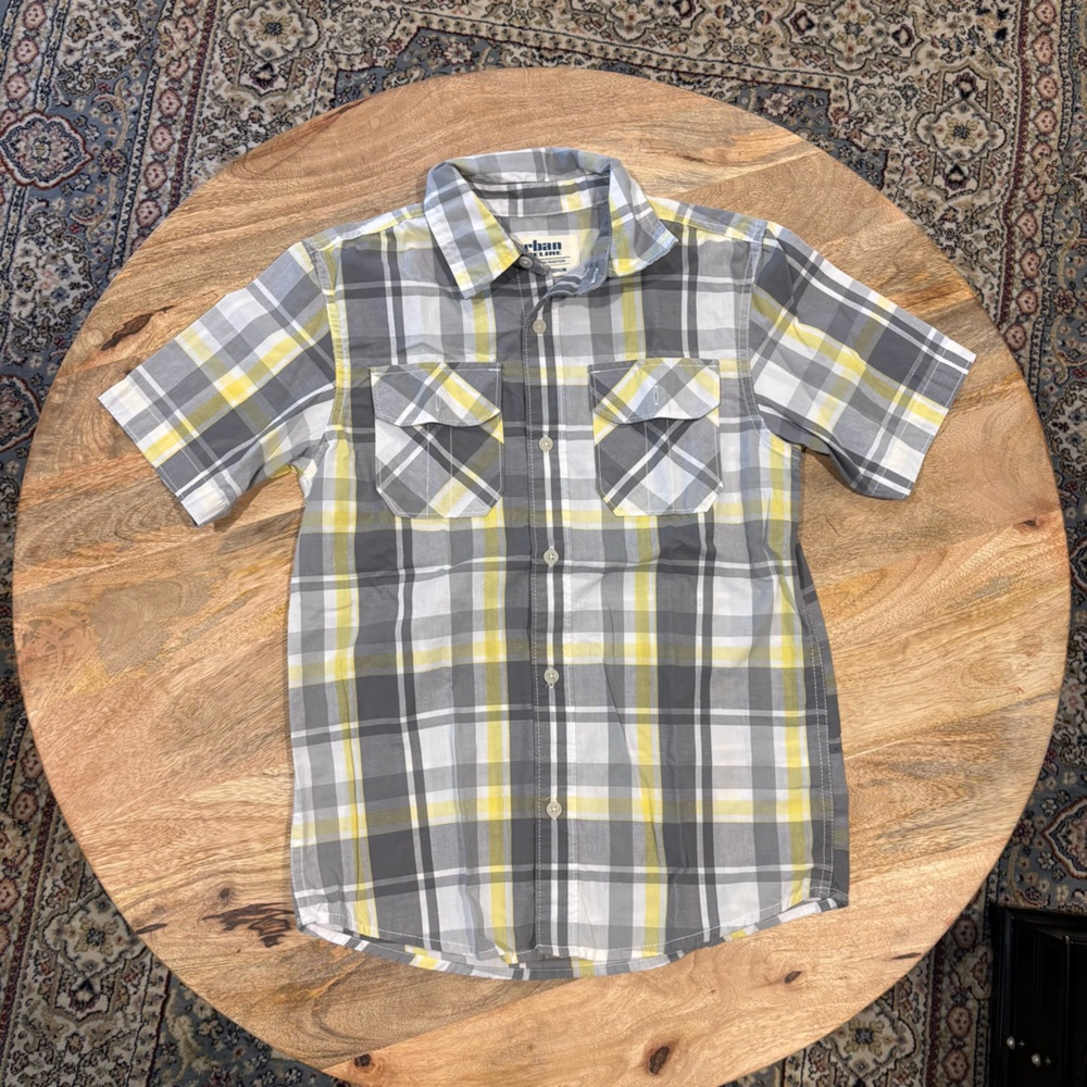 Urban Pipeline Gray and Yellow Plaid Shirt